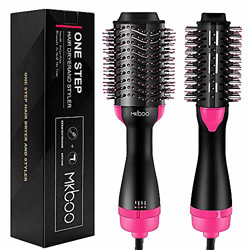 

3-in-1 Hair Dryer & Hair Curler & Comb One Step Hot Air Brush Electric Blow Dryer Brush Negative Ion Hair Straightener Curling brush Styling Styler Multi-functional Salon Anti-Scald Reduce Frizz
