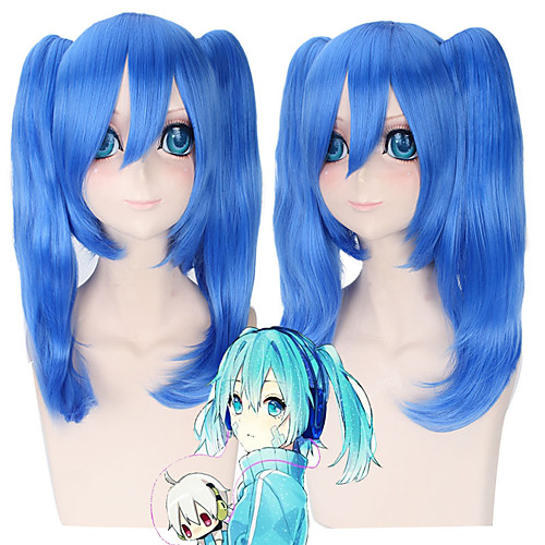 

Kagerou Project Cosplay Cosplay Wigs Women's With 2 Ponytails 16 inch Heat Resistant Fiber Straight Blue Teen Adults' Anime Wig