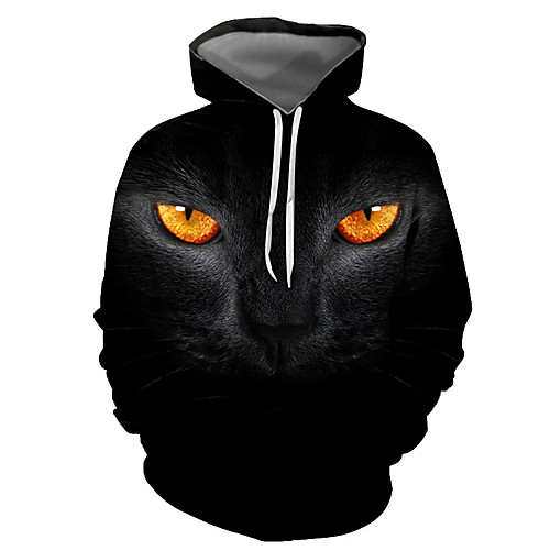

Men's Pullover Hoodie Sweatshirt Graphic Animal Daily Going out 3D Print Basic Casual Hoodies Sweatshirts Black