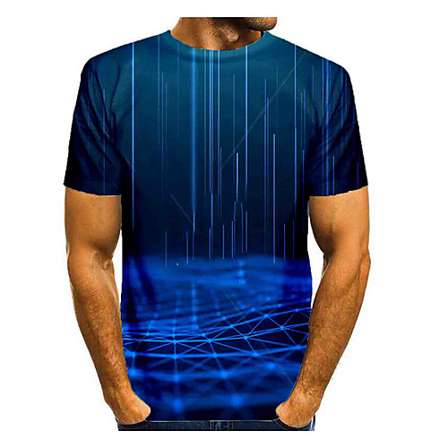 

Men's T shirt 3D Print Graphic Abstract Short Sleeve Daily Tops Basic Dusty Blue