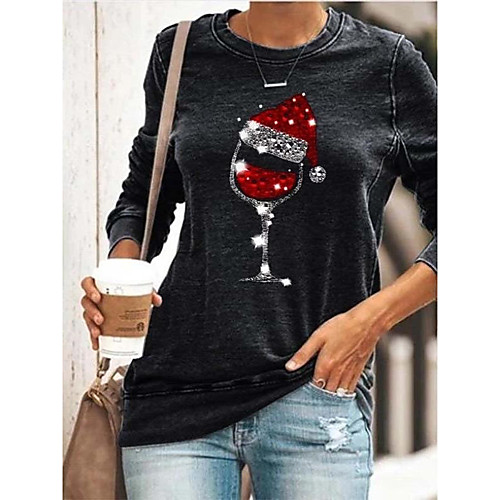 

Women's Daily Pullover Sweatshirt Graphic Basic Christmas Hoodies Sweatshirts Loose Black Blue Green