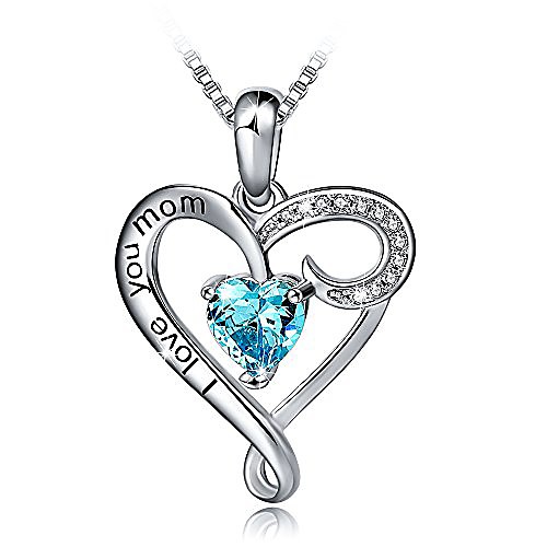 

mother's birthday gifti love you mom s925 sterling silver heart pendant necklace (27)