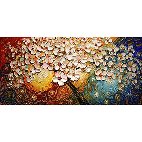 

Oil Painting Hand Painted Horizontal Panoramic Floral / Botanical Modern Rolled Canvas (No Frame)