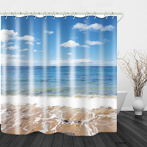 

Beach sea View Print Waterproof Fabric Shower Curtain for Bathroom Home Decor Covered Bathtub Curtains Liner Includes with Hooks