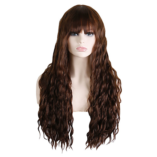 

Synthetic Wig Wavy Asymmetrical With Bangs Wig Long Brown / Burgundy Synthetic Hair 30 inch Women's Fashionable Design Party Exquisite Brown