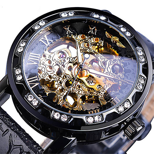 

WINNER Men's Mechanical Watch Analog Automatic self-winding Vintage Style Casual Hollow Engraving / Two Years / Leather