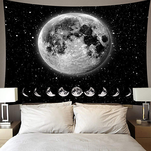 

Wall Tapestry Art Decor Blanket Curtain Picnic Tablecloth Hanging Home Bedroom Living Room Dorm Decoration Polyester Moon Phase