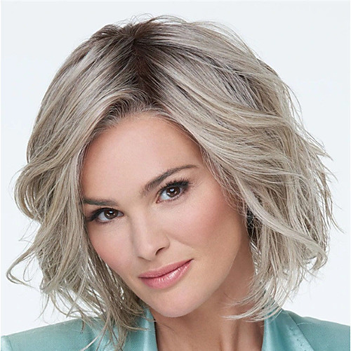 

Synthetic Wig Curly Asymmetrical Wig Medium Length Brown / White Synthetic Hair Women's Classic Fluffy Brown