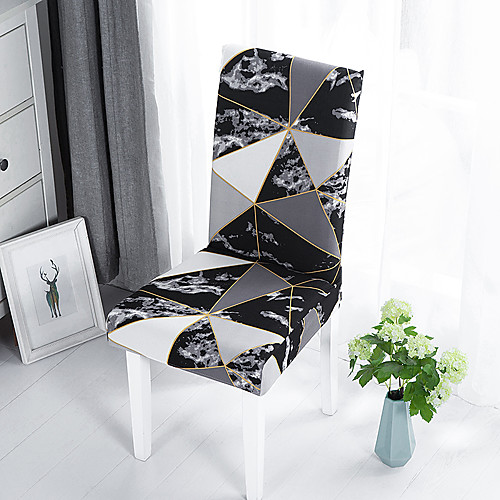 

1 PC Geometric Diamond Print Gray Stretch Removable Washable Short Dining Chair Covers, Dining Room Chair Protector Seat Slipcover for Hotel,Banquet,Wedding,Party