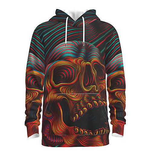 

Men's Pullover Hoodie Sweatshirt Graphic Skull Halloween Daily Weekend 3D Print Casual Hoodies Sweatshirts Rainbow