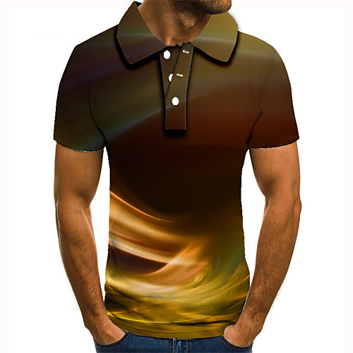 

Men's Polo 3D Print Graphic Print Short Sleeve Daily Tops Basic Brown