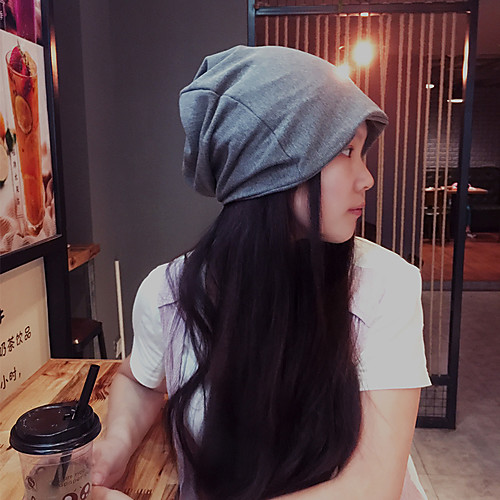 

Men's Women's Beanie Hat 1 PCS Winter Outdoor Portable Warm Soft Comfortable Hat Solid Color Cotton Dark Grey Black Burgundy for Fishing Climbing Beach