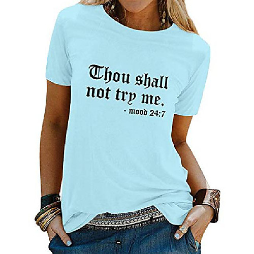 

women's shall not try me letter print t shirts for womens tops
