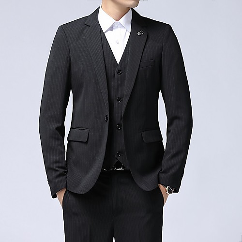 

Tuxedos Tailored Fit Notch Single Breasted One-button Polyester Stripes