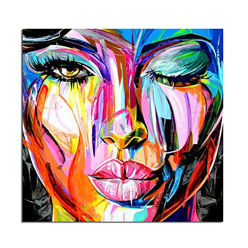 

Oil Painting Hand Painted Vertical Abstract Abstract Portrait Comtemporary Modern Rolled Canvas (No Frame)