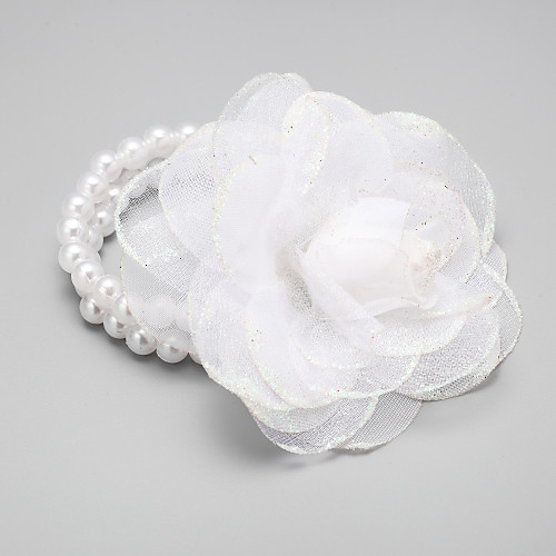 

Women's Bead Bracelet Tropical Flower Fashion Fabric Bracelet Jewelry White For Wedding