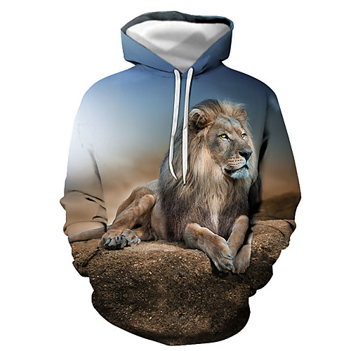 

Men's Pullover Hoodie Sweatshirt Graphic Animal Daily Going out 3D Print Basic Casual Hoodies Sweatshirts Brown