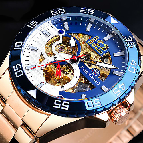 

FORSINING Men's Mechanical Watch Analog Automatic self-winding Vintage Style Casual Hollow Engraving Large Dial / Two Years / Stainless Steel