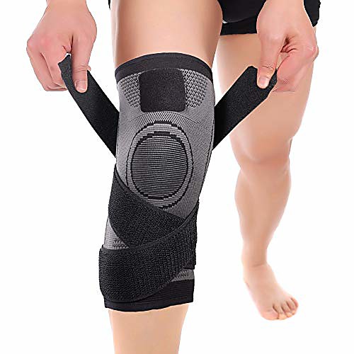 

knee brace, 1 pack knee compression sleeve support professional protective sports elastic knee pads for basketball tennis cycling volleyball football, black xl