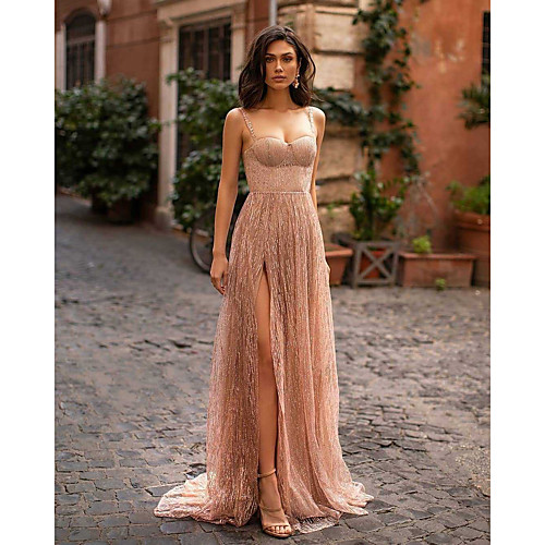 

Women's Strap Dress Maxi long Dress Beige Sleeveless Solid Color Split Mesh Patchwork Fall Strapless Hot Sexy 2021 S M L XL XXL