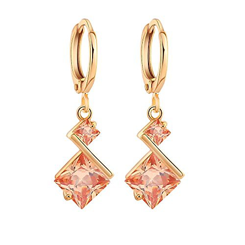 

18k gold plated cubic zirconia inlay charming hoop dangle earrings for women gift