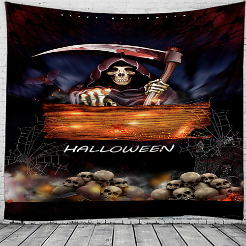 

Halloween Party Wall Tapestry Art Decor Blanket Curtain Picnic Tablecloth Hanging Home Bedroom Living Room Dorm Decoration Pychedelic kull keleton Grim Reaper Pumpkin Haunted cary Grave Polyeter