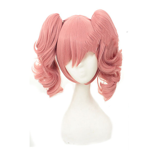 

Inu x Boku SS Roromiya Karuta Cosplay Wigs Women's With 2 Ponytails 14 inch Heat Resistant Fiber Curly Pink Teen Anime Wig