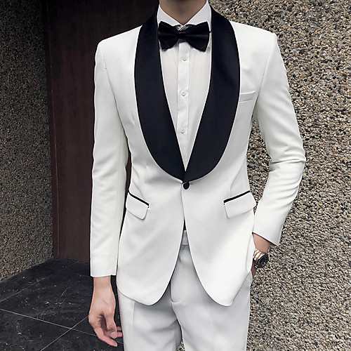 

Tuxedos Tailored Fit Shawl Collar Single Breasted One-button Polyster / Polyester Solid Color