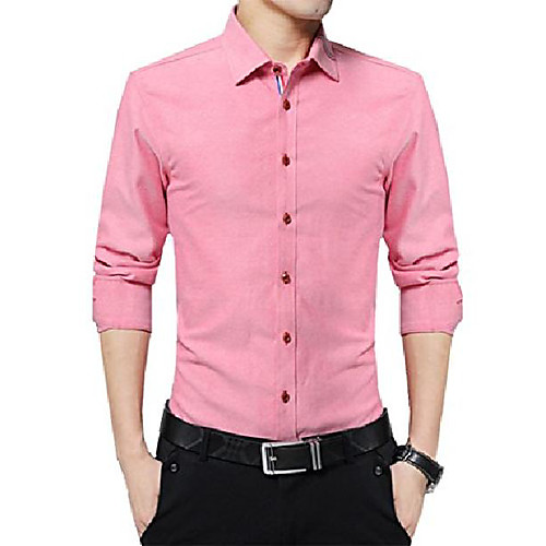 

mens casual oxford slim fit shirts long sleeve button down dress shirts pink us l(tag 4xl)