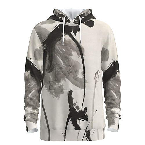

Men's Pullover Hoodie Sweatshirt Graphic Chinese Style Weekend 3D Print Casual Streetwear Hoodies Sweatshirts Beige