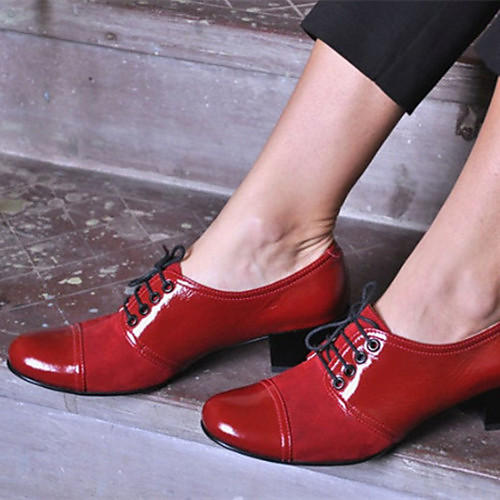

Women's Oxfords Wedge Heel Round Toe Classic Daily PU Solid Colored Red