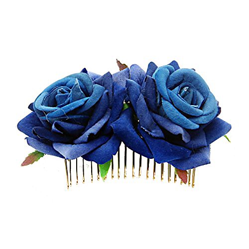 

women's 2 xrose flower comb floral hair comb hair piece flowers comb (#pink and purple)