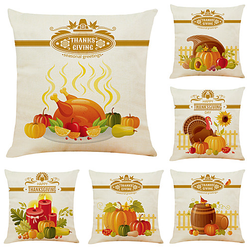

Halloween Party Halloween Decor Horror Ghost Set of 6 Fruit pumpkin Linen Square Decorative Throw Pillow Cases Sofa Cushion Covers 18x18