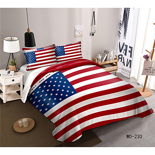 

National Flag Series American Flag 3D Digital Print 3-Piece Duvet Cover Set Hotel Bedding Sets Comforter Cover with Soft Lightweight Microfiber(Include 1 Duvet Cover and 1or 2 Pillowcases)