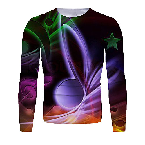 

Men's T shirt 3D Print Graphic Long Sleeve Daily Tops Basic Black / White