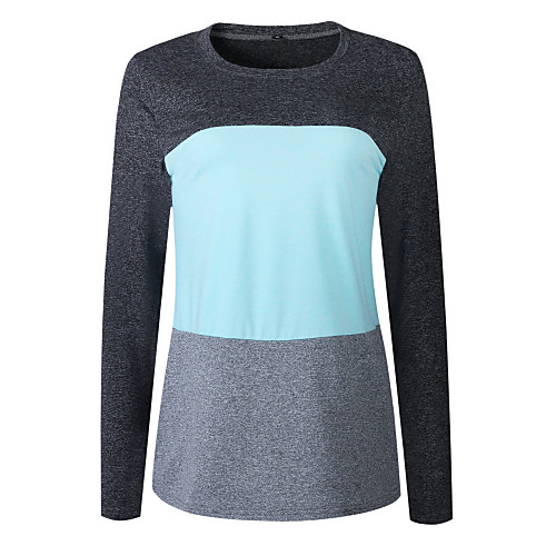 

Women's T shirt Striped Long Sleeve Print Round Neck Tops Basic Basic Top Blue Red Orange