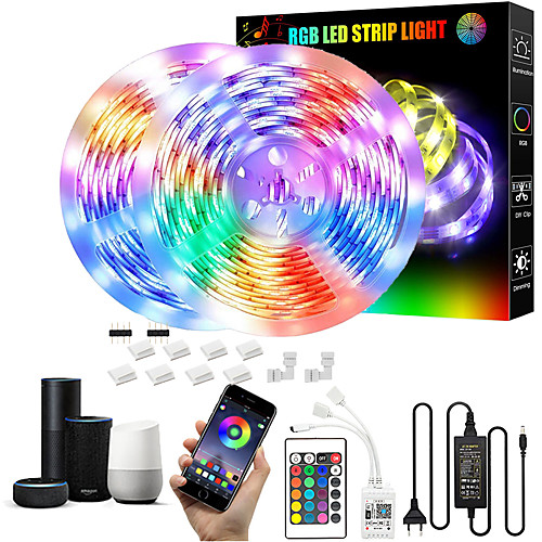 

32.8Ft 10M LED Light Strips LED WiFi Wireless RGB Tiktok Lights LED Smart Waterproof 5050 With 24 Keys Remote Control Flexible Tape Lights Fits AlexaGoogle Home And 12V Adapter