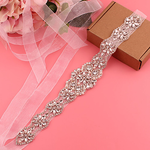 

Satin / Tulle Wedding / Party / Evening Sash With Imitation Pearl / Belt / Appliques Women's Sashes