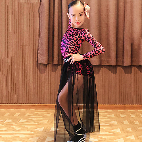 

Latin Dance Skirts Pattern / Print Girls' Performance Long Sleeve Natural Spandex