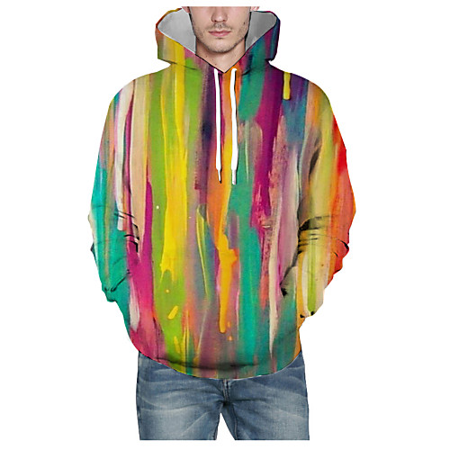 

Men's Daily Pullover Hoodie Sweatshirt 3D Graphic Hooded Basic Hoodies Sweatshirts Long Sleeve Rainbow