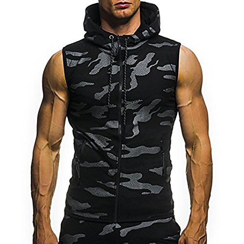 

men's summer camouflage hoodie hooded sleeveless t-shirt top hunting shirt active shirts