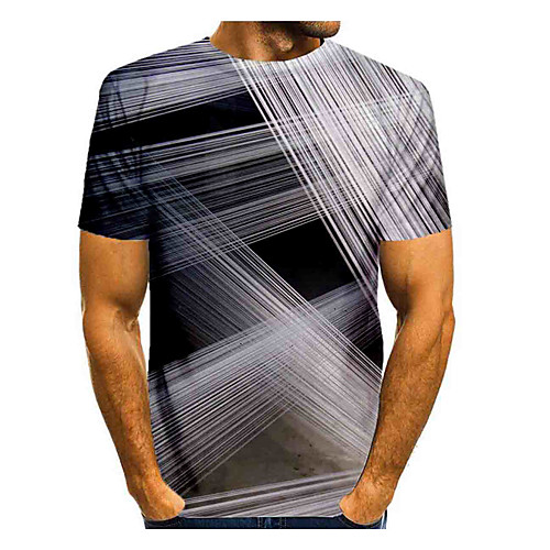 

Men's T shirt 3D Print Graphic Abstract Short Sleeve Daily Tops Basic Gray