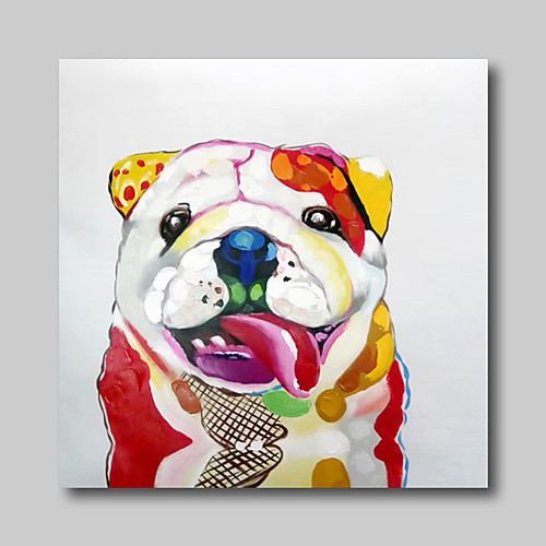 

Oil Painting Hand Painted Square Animals Pop Art Comtemporary Modern Stretched Canvas