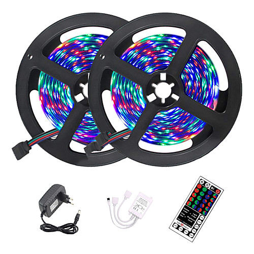 

2x5M Flexible LED Strip Lights Light Sets RGB Tiktok Lights Remote Controls 600 LEDs 2835 SMD 8mm Cuttable Color Gradient 12 V 1 set