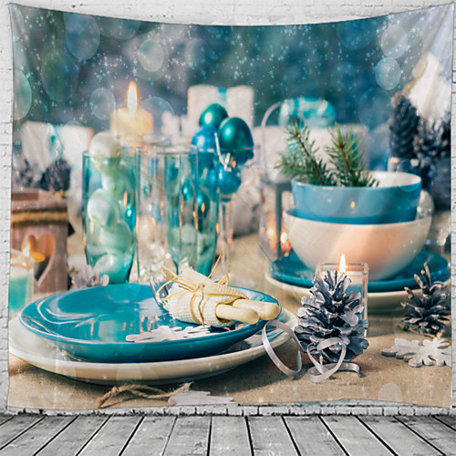 

Christmas Wall Tapestry Art Decor Blanket Curtain Picnic Tablecloth Hanging Home Bedroom Living Room Dorm Decoration Polyester Tree Gift Candle Snowman