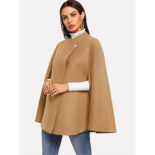 

Women's Solid Colored Basic Fall & Winter Cloak / Capes Regular Daily Long Sleeve Others Coat Tops Black