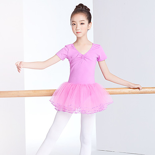 

Ballet Dress Lace Ruching Split Joint Girls' Training Performance Long Sleeve High Lace Cotton