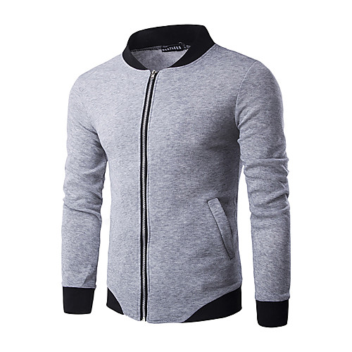 

Men's Zip Up Hoodie Sweatshirt Color Block Daily non-printing Streetwear Hoodies Sweatshirts Long Sleeve Black Light gray Dark Gray