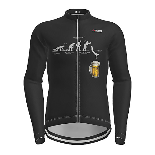 

21Grams Men's Long Sleeve Cycling Jersey Winter Black Oktoberfest Beer Bike Jersey Top Mountain Bike MTB Road Bike Cycling Quick Dry Sports Clothing Apparel / Micro-elastic / Athleisure