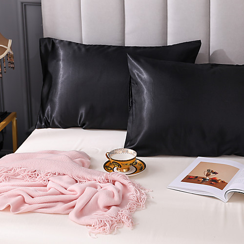 

Silky Satin Pillowcase for Hair, 2 Pack Standard Size Luxury Satin Pillowcase for Hair and Skin with Envelope Closure